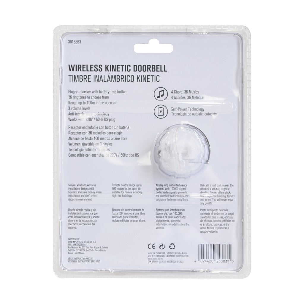 ACE Wireless Kinetic Doorbell White
