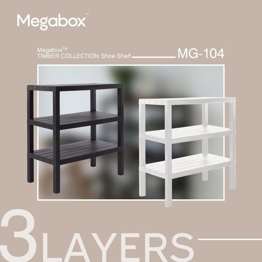 MEGABOX 3-Layer Timber Collection Shoe Shelf - White (MG104)