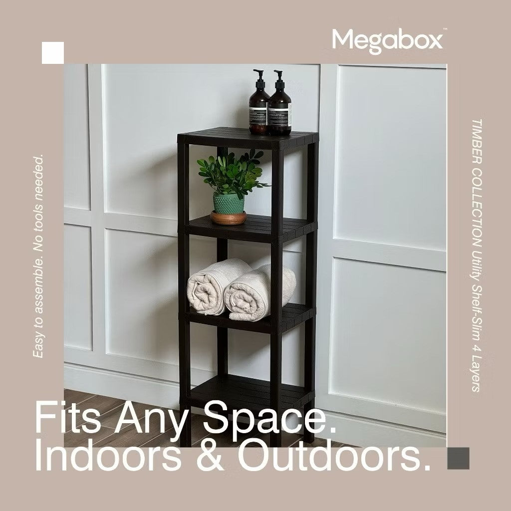 MEGABOX 4-Layer Timber Collection Utility Shelf - Espresso