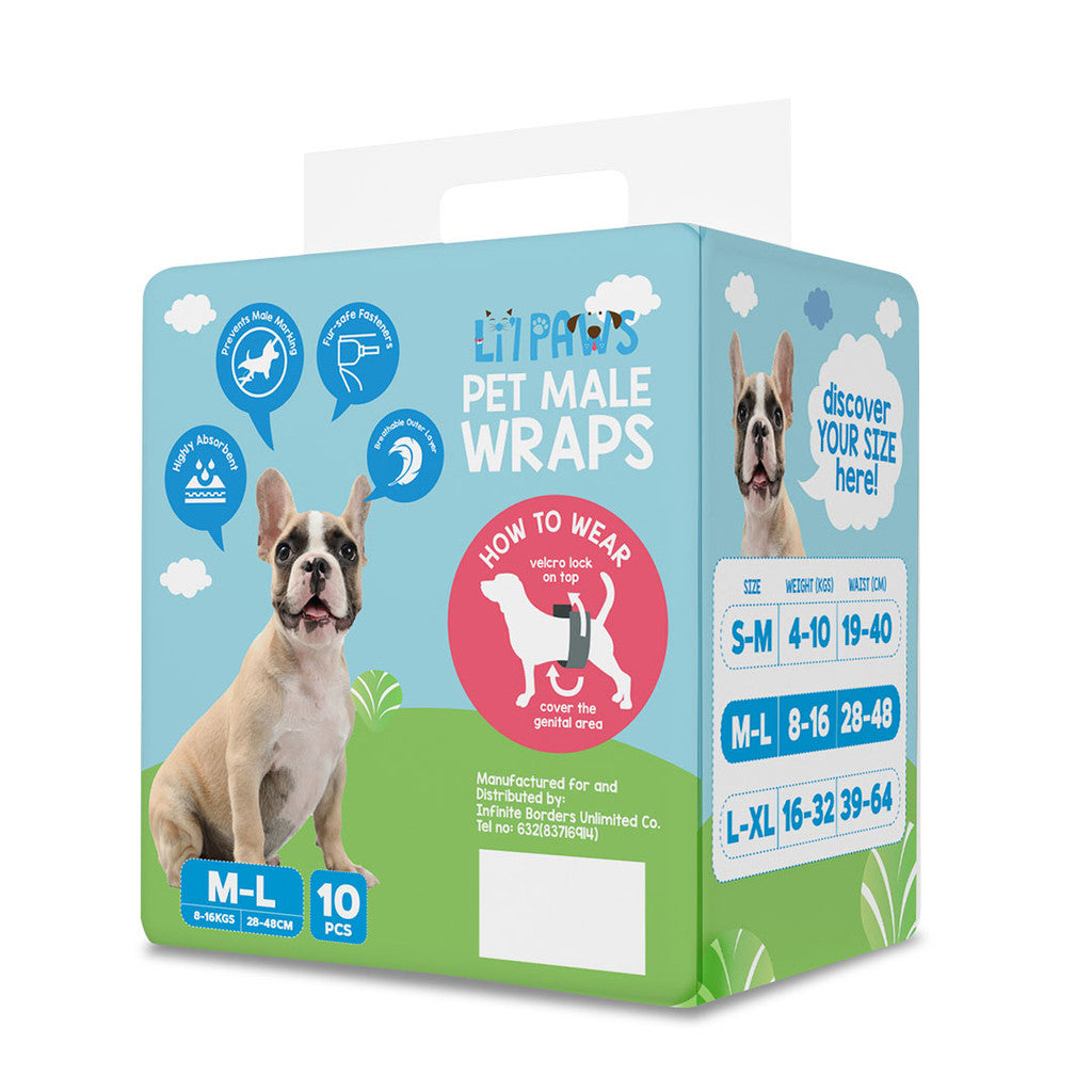 LI'L PAWS Male Wrap - Medium 10S 12PKS/CS