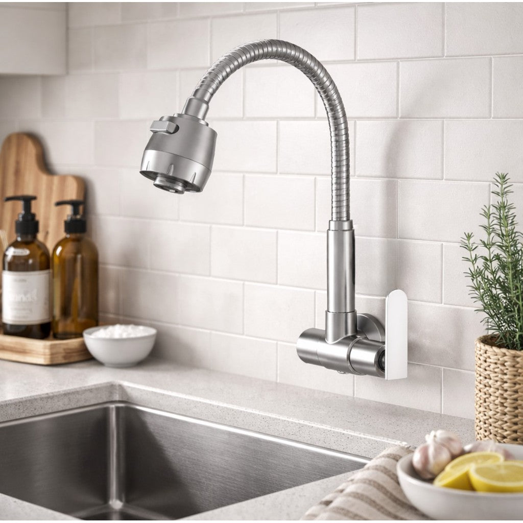 AXIS Yarra Wall Mount Flexible Head Kitchen Faucet Stainless Steel