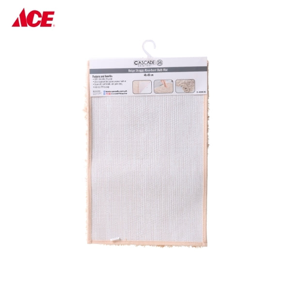CASCADE Shaggy Absorbent Bath Mat - Beige (GS40X60D)