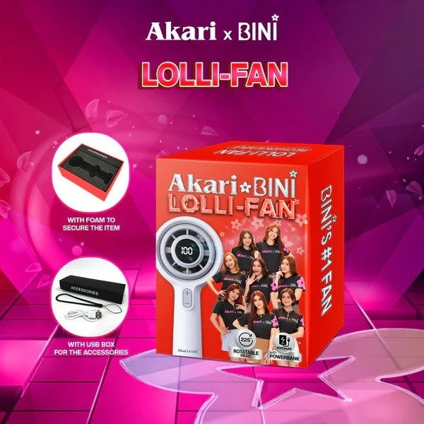 AKARIxBINI Rechargeable LolliFan With Powerbank White ABF EB6W 6W