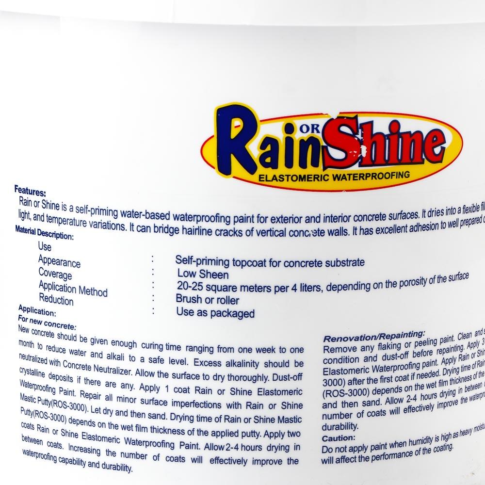 RAIN OR SHINE 4L Elastomeric Waterproofing Paint - Neutral Gray (ROS-883)