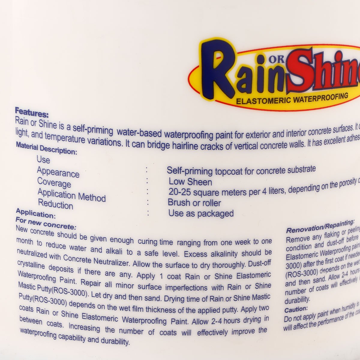 RAIN OR SHINE 4L Tulips Elastomeric Waterproofing Paint (ROS-629)