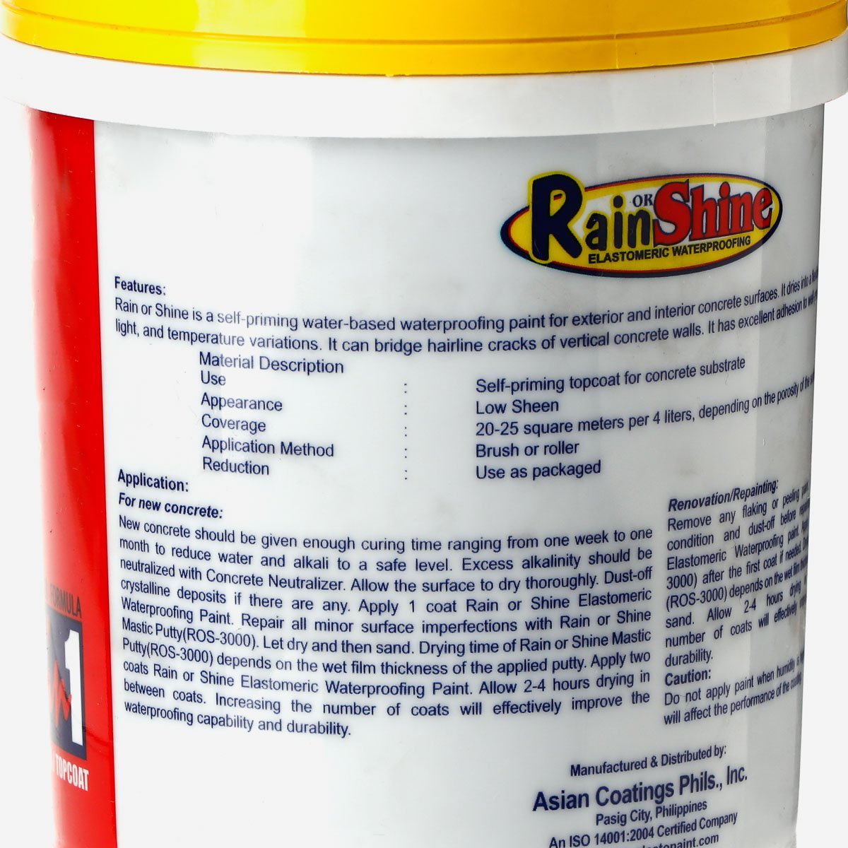 RAIN OR SHINE 1L Black Elastomeric Waterproofing Paint (ROS-111)