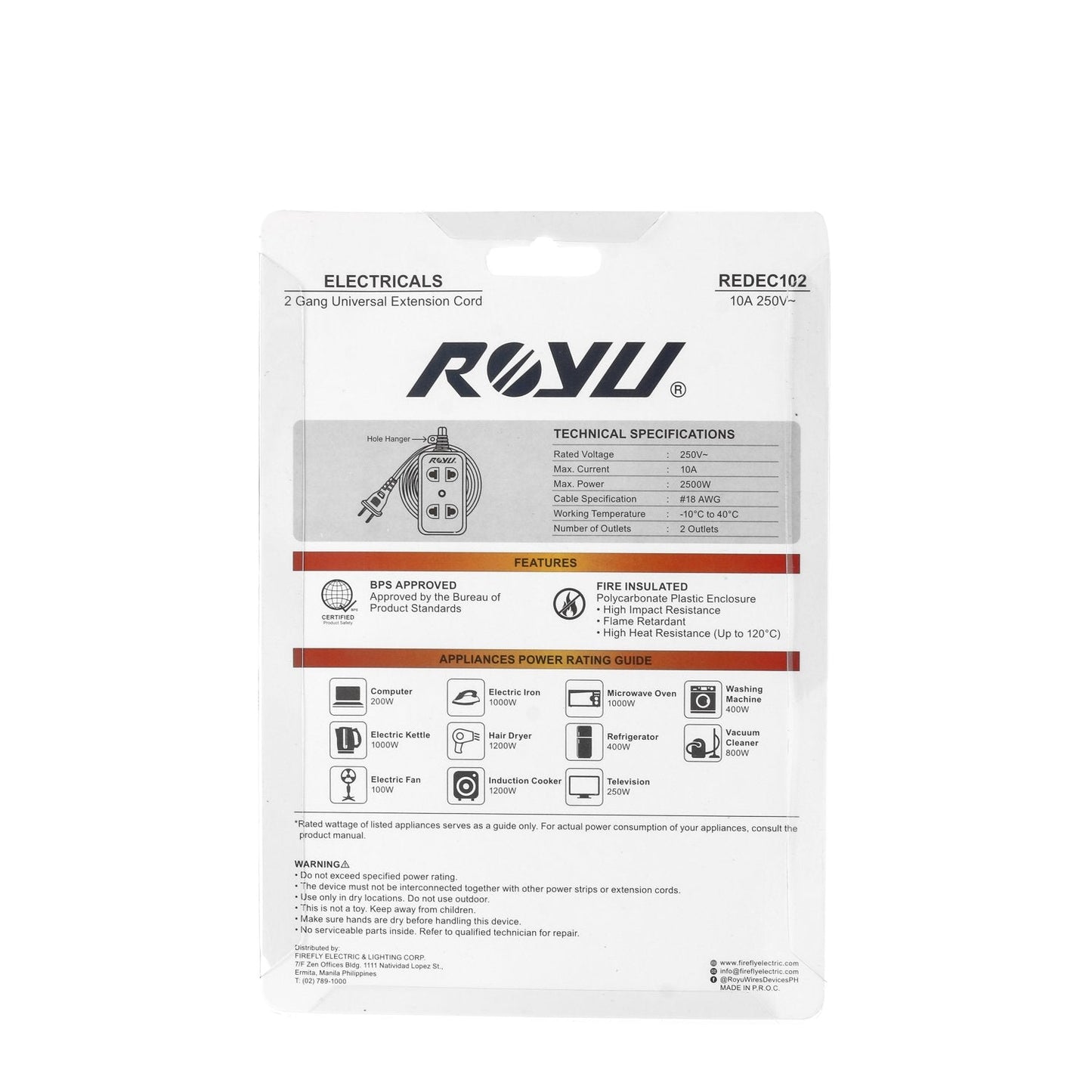 ROYU 2-Gang Universal Convenience Extension Cord