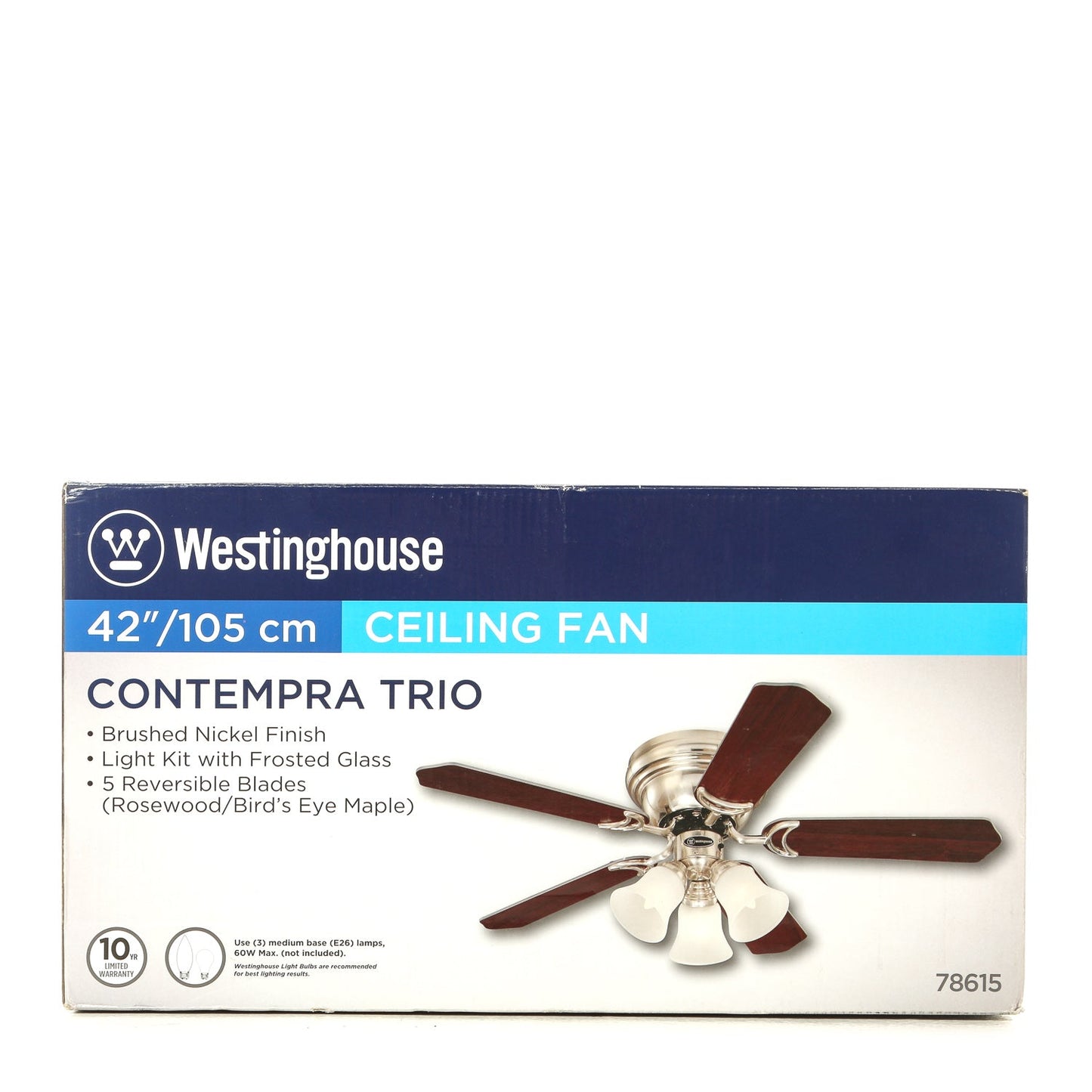 WESTINGHOUSE 42in./105cm Contempra Trio Ceiling Fan (Rosewood/Bird's Eye Maple)