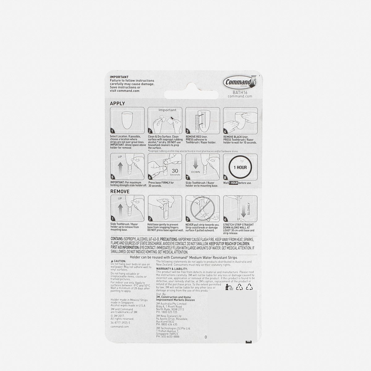 3M Command Toothbrush and Razor Holder – Frosted White