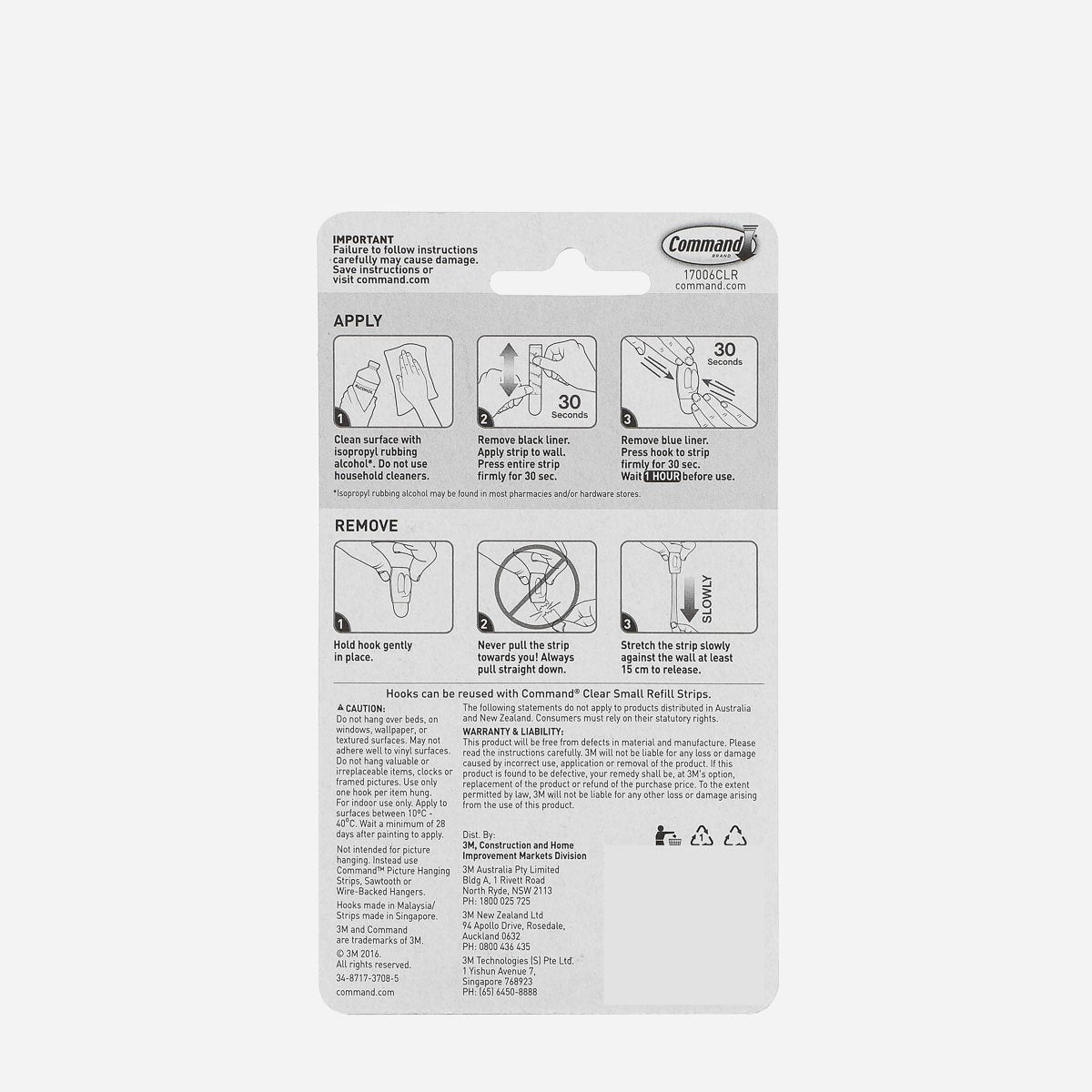 3M Command 6-Pack Clear Mini Hooks