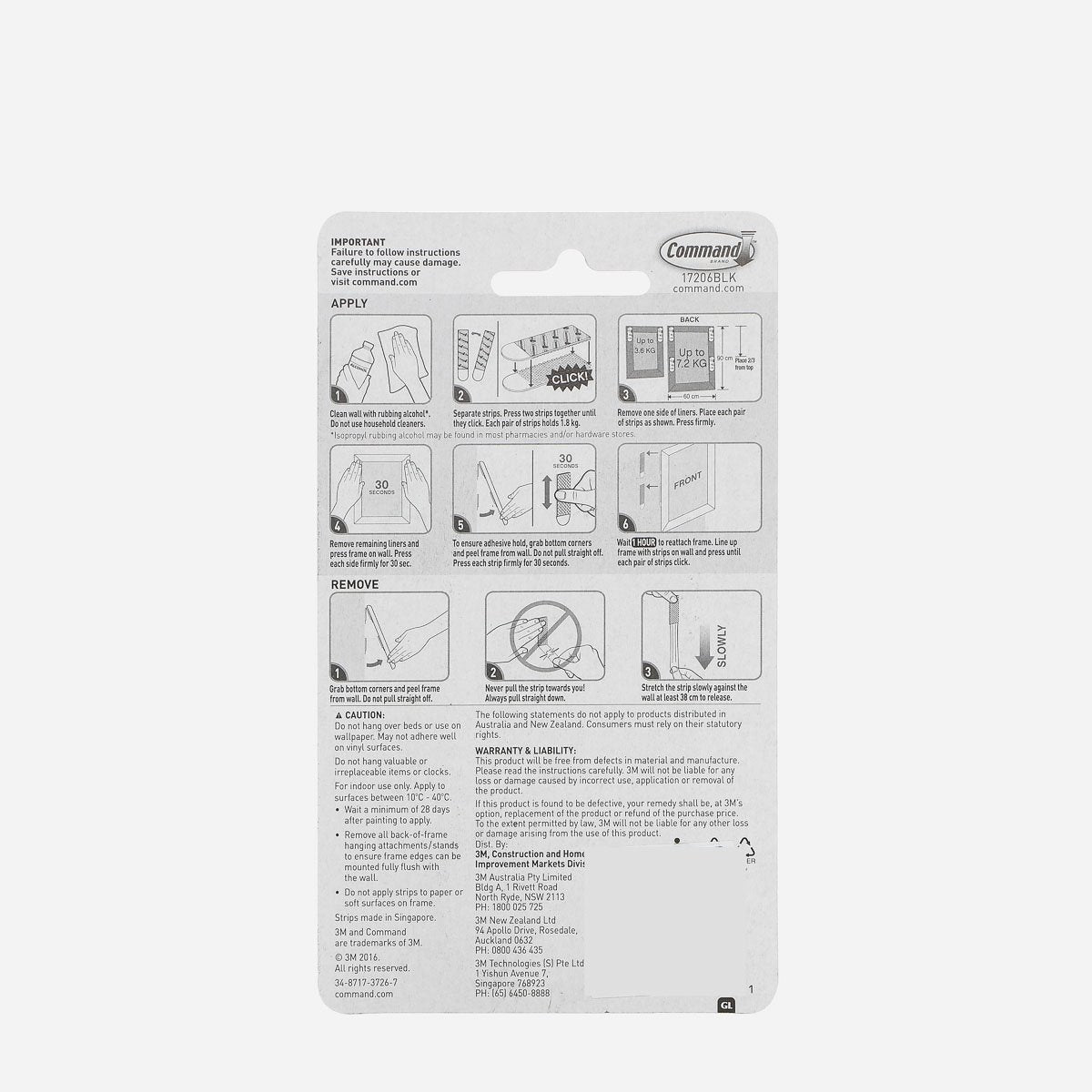 3M Command Hanging Strip - Black 4pk.