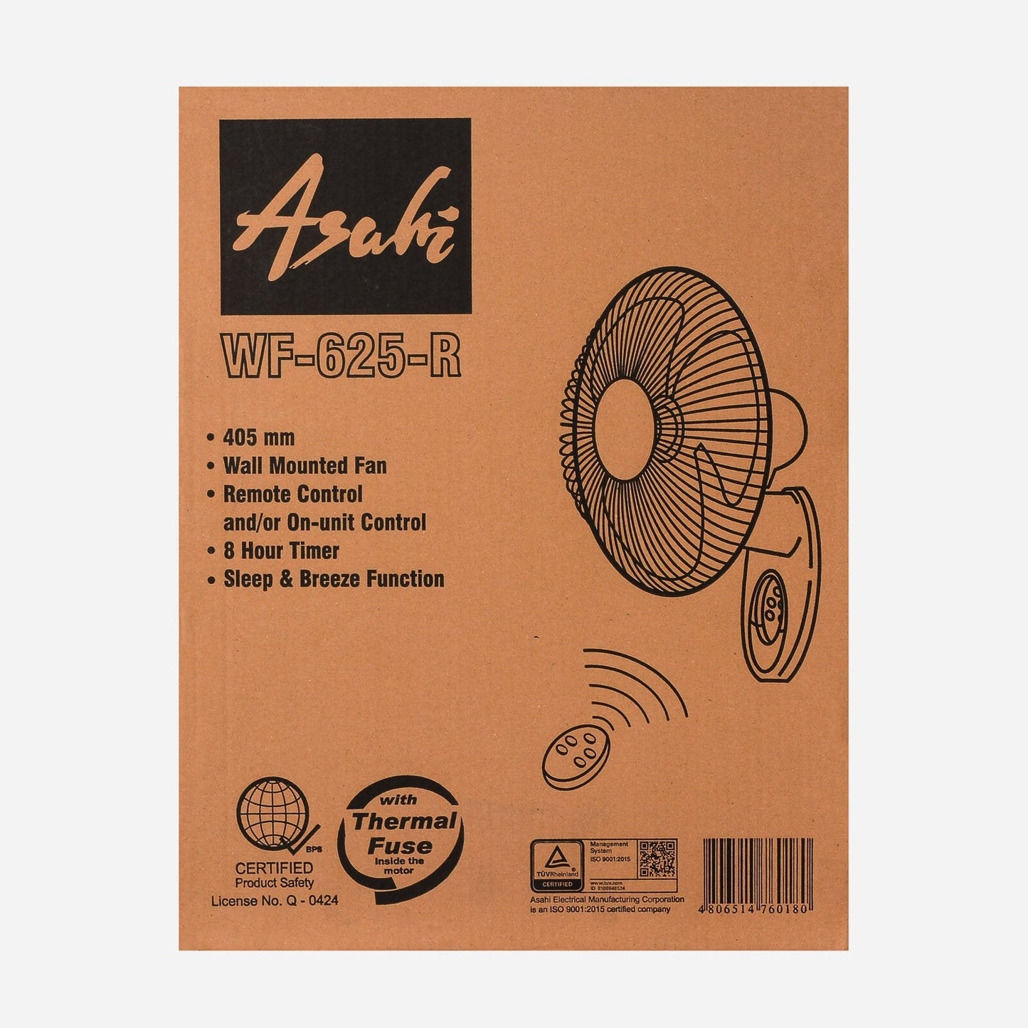 ASAHI 16" Remote Controlled Wall Fan (WF-625R)