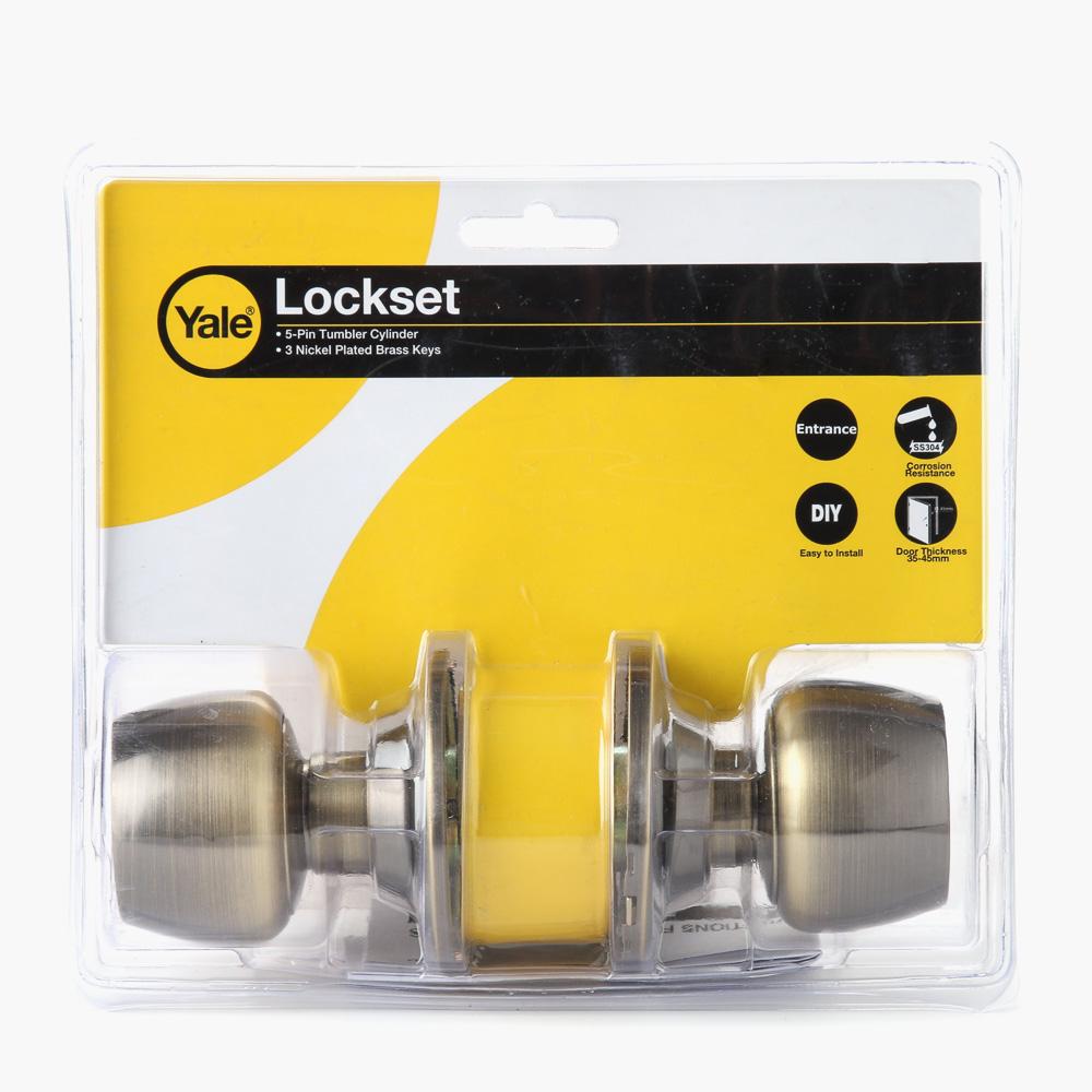 YALE Antique Brass Cylindrical Lock Set (BR5127 US5)