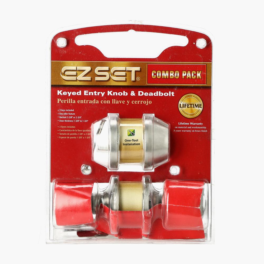 EZSET Combo Pack Keyed Entry Knob & Deadbolt (EZ300CBBAUS32D)