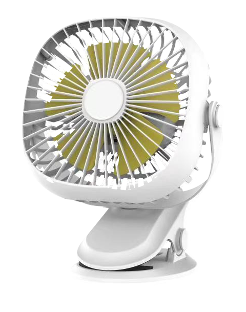 AKARI Rechargeable Clip Fan with LED Power- White