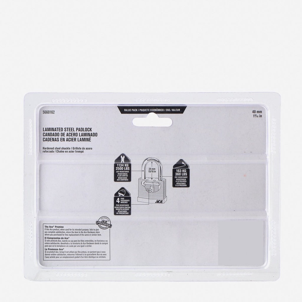 ACE 40mm 4-piece Laminated Steel Padlocks