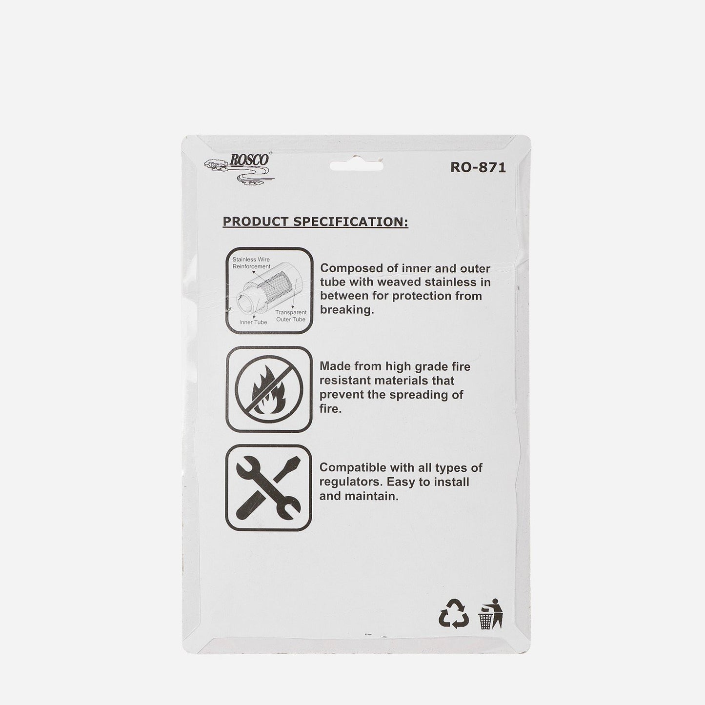 Rosco LPG Stainless Steel Braided Hose w/Clamp RO-871