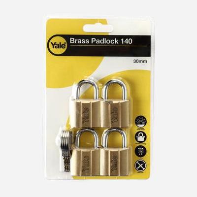 Yale 4Pcs. 30mm Solid Brass Padlock with 4Pcs. Key