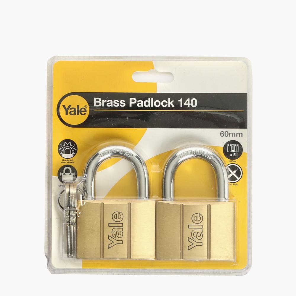 Yale 60MM Hardened Brass Padlock V140.60KA2