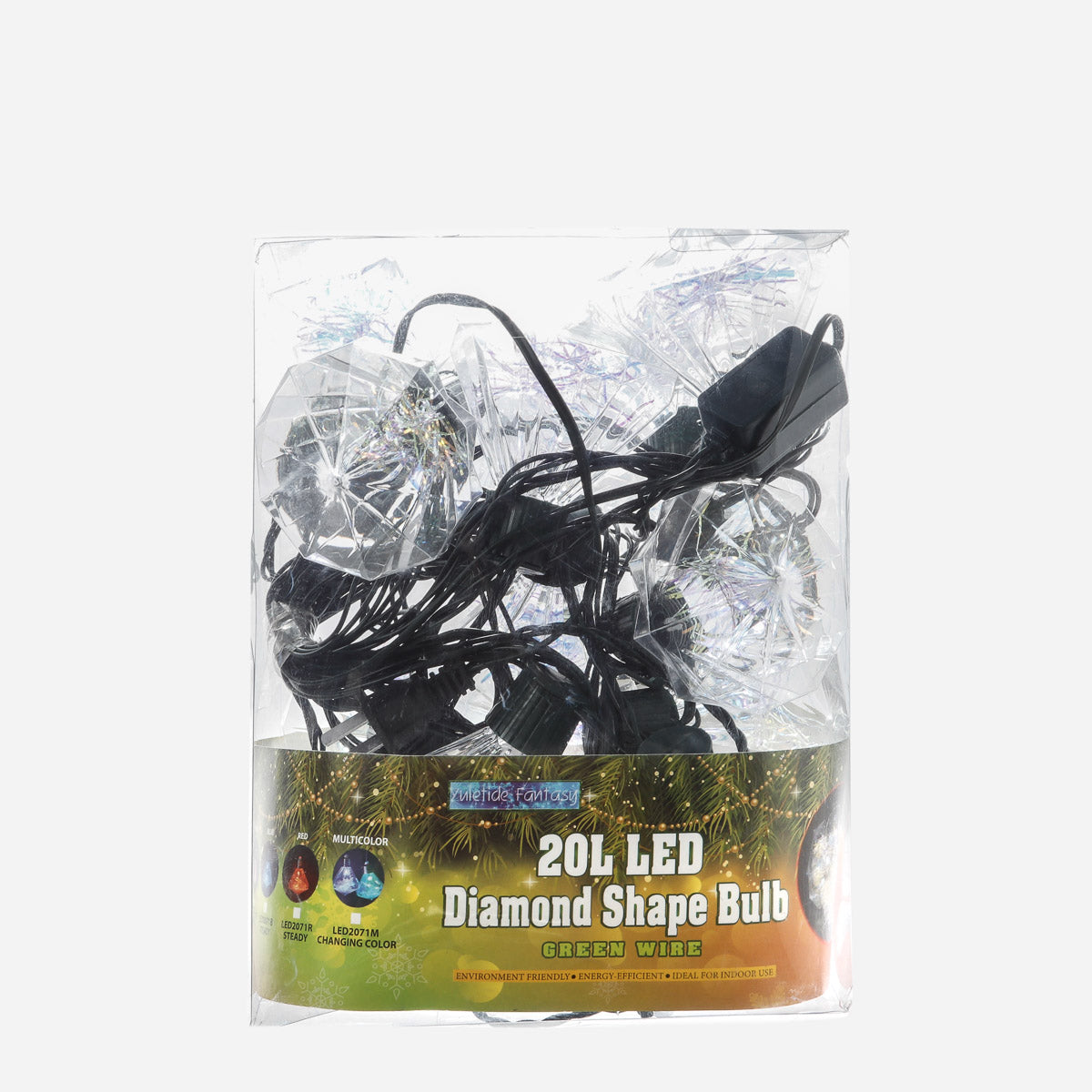 Yuletide Fantasy 20 Diamond Bulb LED Christmas Lights 8.83m Multicol