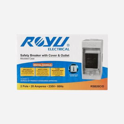 Royu Electrical Safety Breaker with Cover and Outlet RSB20C/O