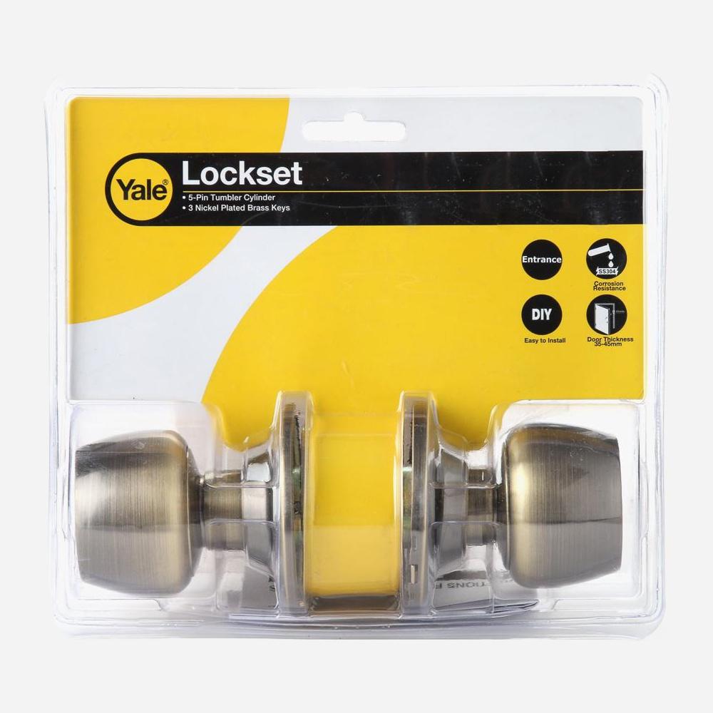 Yale Antique Brass Standard Duty Cylindrical Lock Set BR5127 US5