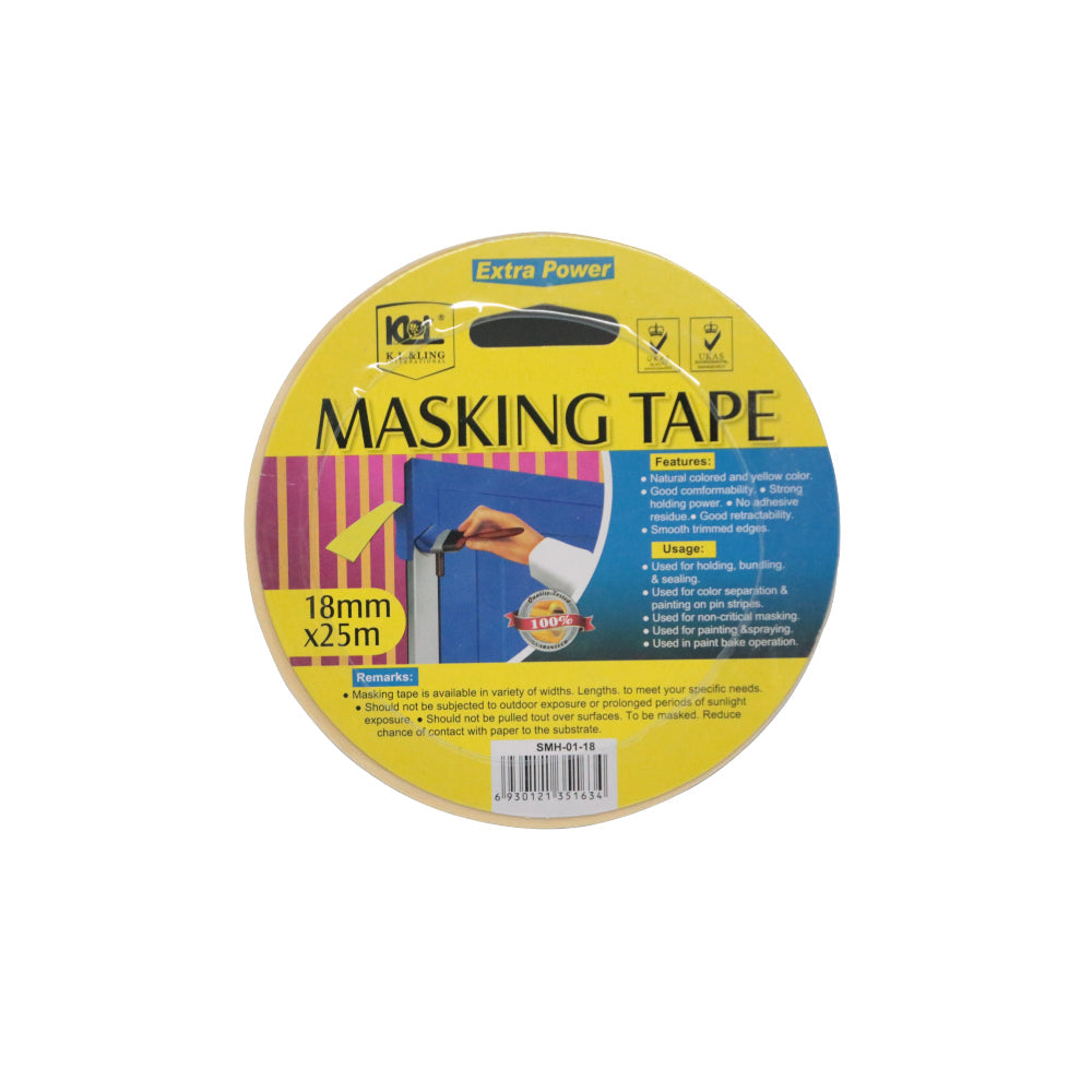 KL & Ling 18mm x 25m Masking Tape (Natural Color)