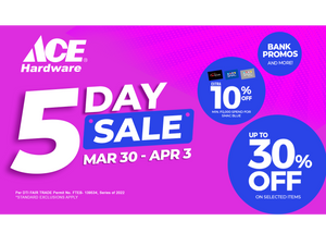5-day sale. March 30 to April 3, 2022