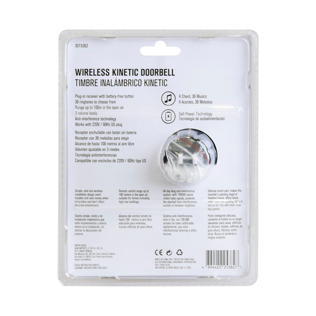 ACE Wireless Kinetic Doorbell Black