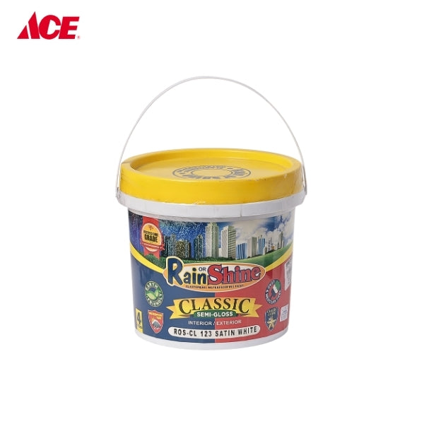 RAIN OR SHINE 4L Classic Semi-Gloss Paint - Satin White (ROS-CL 123)