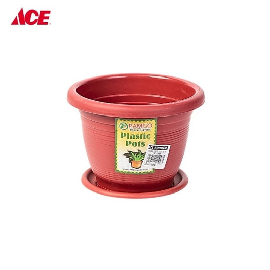 RAMGO SImplee Plastic Pot and Saucer - Terra