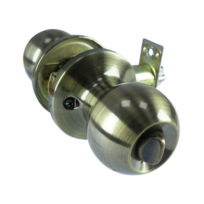 ARGO Tubular Knobset Entrance Round Antique Brass
