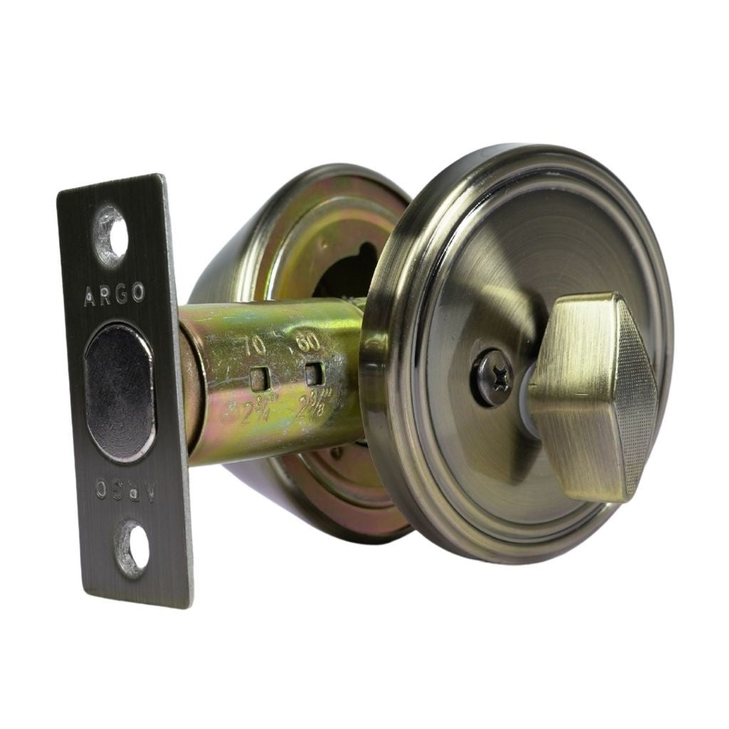 ARGO Single Cylinder Deadbolt Antique Brass