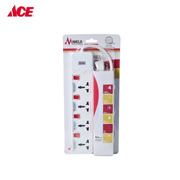 MEIJI 4 Gang Extension Outlet with Switch - 5m (MES-1304A)