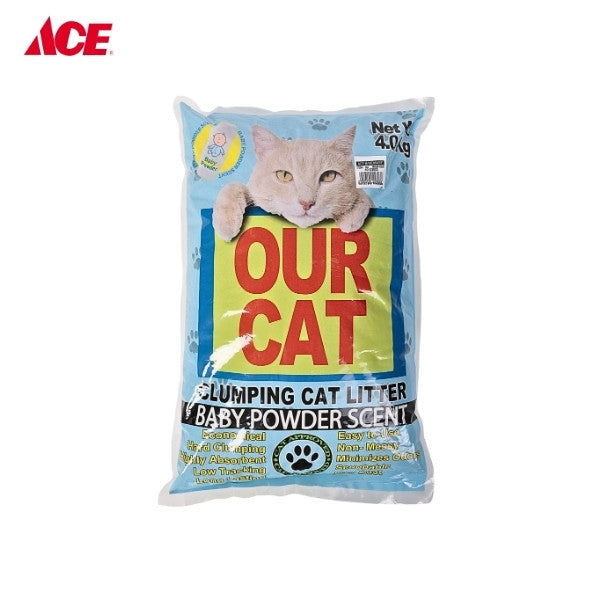 OUR CAT 4kg Clumping Cat Litter - Baby Powder Scent