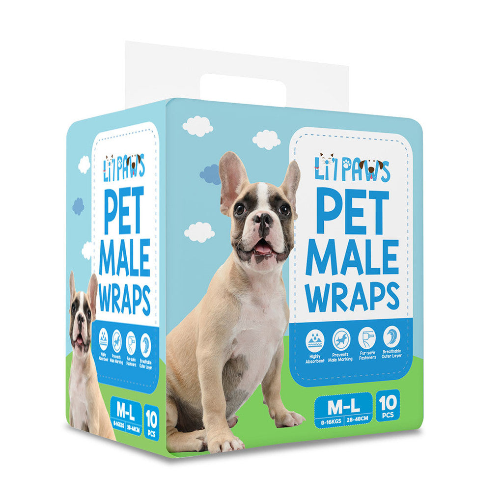 LI'L PAWS Male Wrap - Medium 10S 12PKS/CS