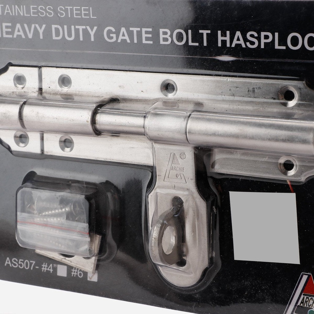 ARCHIE 6" Gate Bolt Hasplock Stainless Steel (AS507 H)