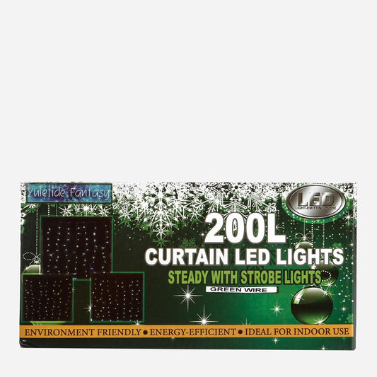 YULETIDE FANTASY 3m 200 Curtain Strobe LED Christmas Lights - Multicolored