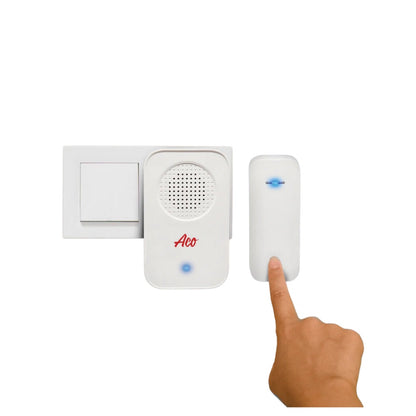 ACO Wireless Plug-In Doorbell with Kinetic Bell Push Rectangular - White (ACODBRTLWHITE)