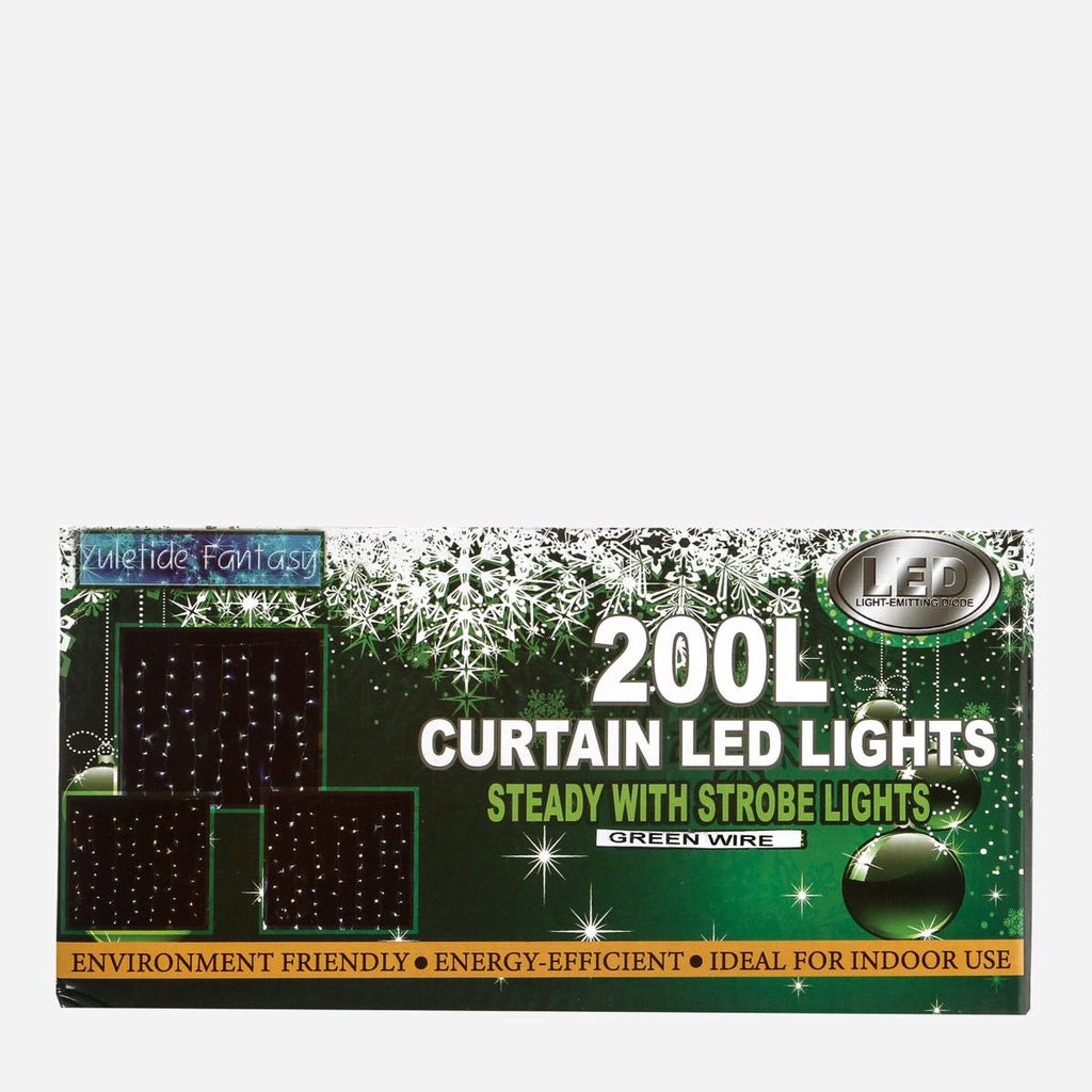 YULETIDE FANTASY 3m 200 Curtain Strobe LED Christmas Lights - Multicolored