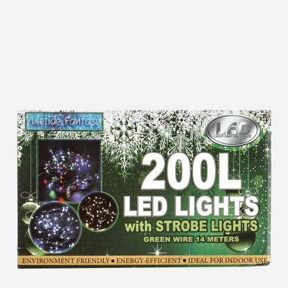 YULETIDE FANTASY 14m 200 Strobe LED Christmas Lights - Warm White