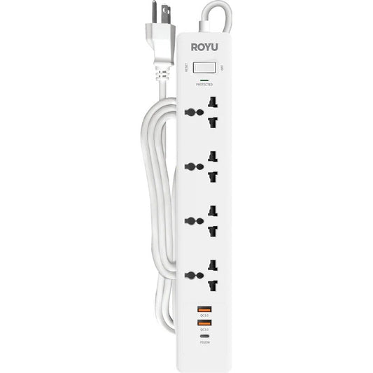 ROYU 4-Gang Power Strip with USB Ports 2A+1C (REDEC734)