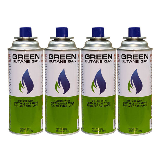 GREEN 220g Valuepack Butane Gas - 4pack