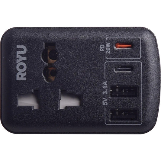 ROYU International Flat Adapter with USB - 2A+1C++1 (REDPL128/B)