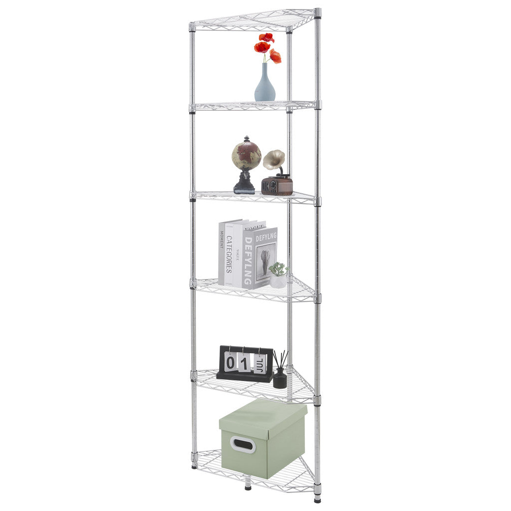 ACE 16x16x22x72" Adjustable Chrome Triangular Corner Shelving