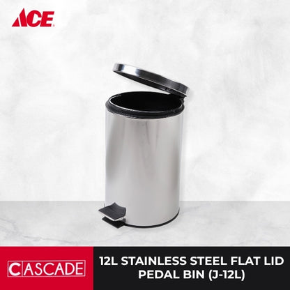 CASCADE 12L Stainless Steel Flat Lid Pedal Bin (J-12L)