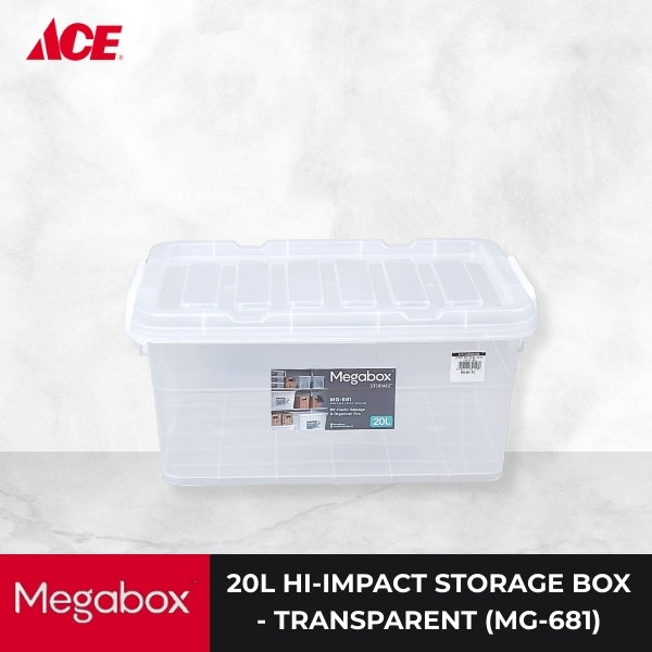 MEGABOX 20L Hi-Impact Storage Box - Transparent (MG-681)