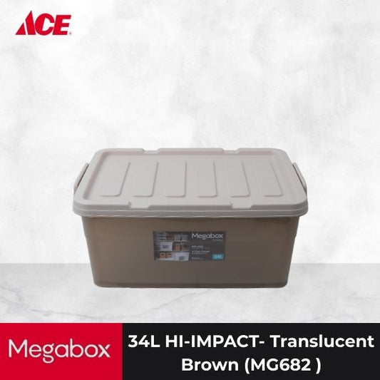 MEGABOX 34L Hi-Impact Storage Box - Translucent Brown (MG682)