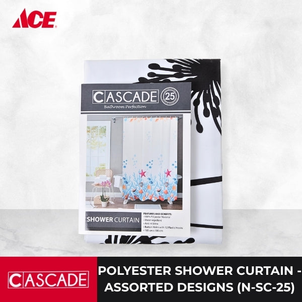 CASCADE Polyester Shower Curtain - Assorted Designs (N-SC-25)