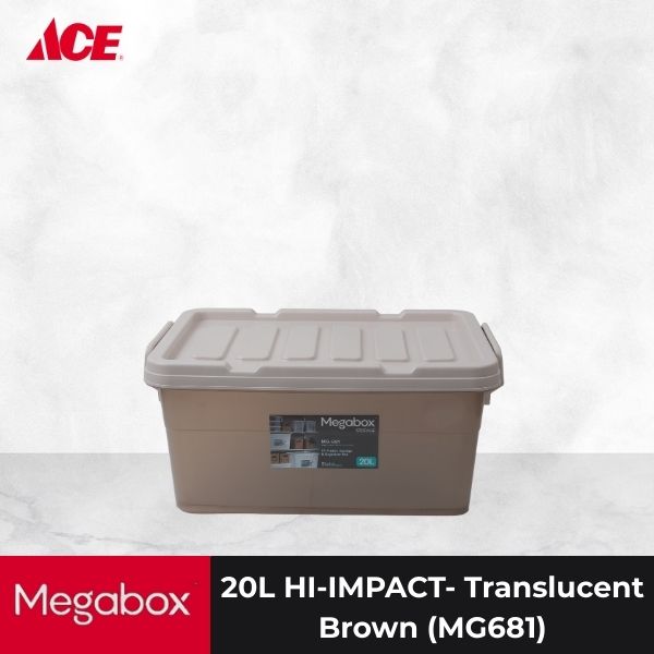 MEGABOX 20L Hi-Impact Storage Box - Translucent Brown (MG681)
